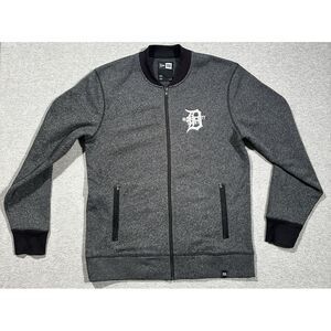 New Era Motor City Sports Full Zip Sweater Men's Large Gray Black Blade‎ Collar